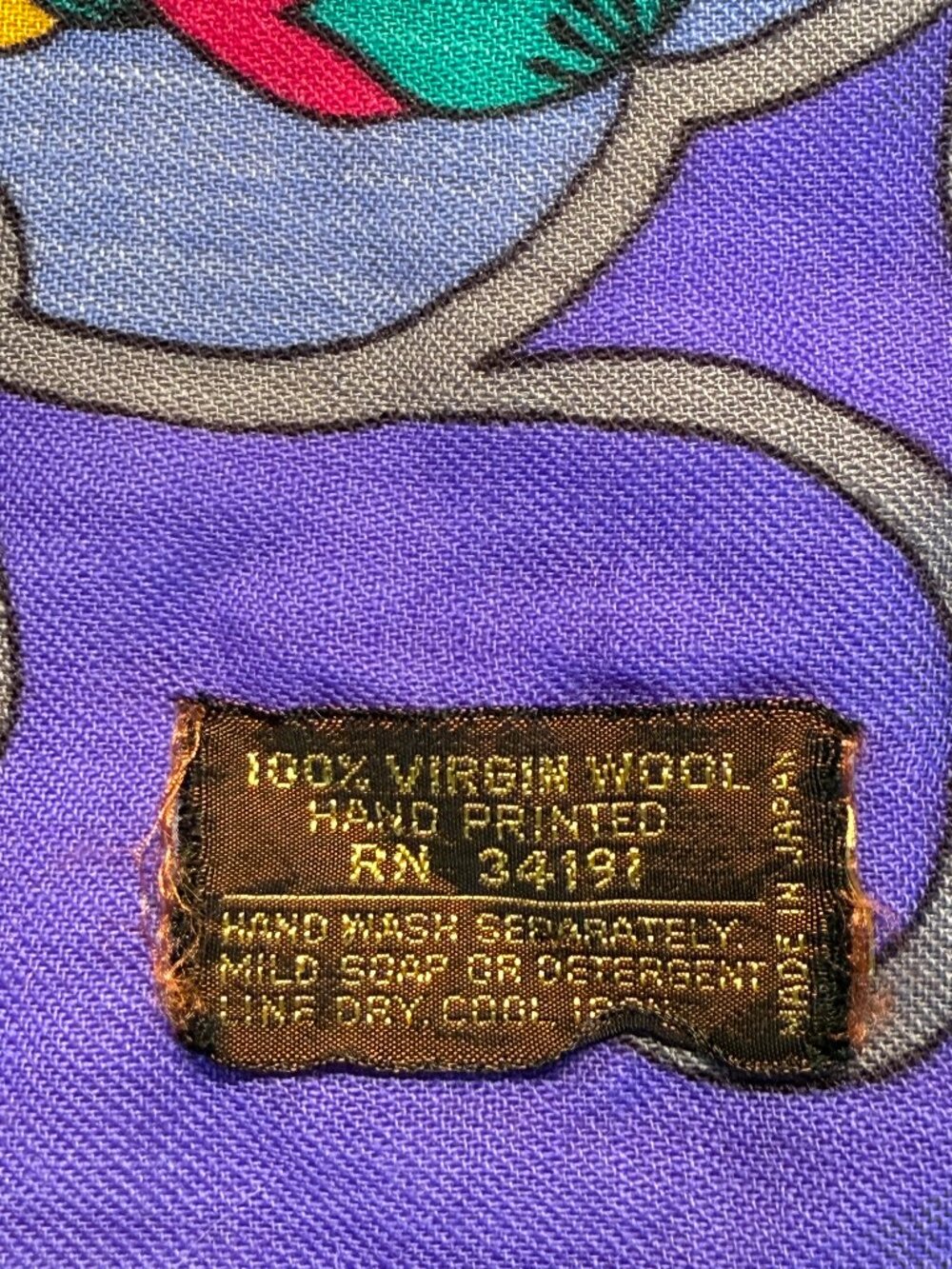 Unbranded Vintage Folk Style Womens Square Scarf 100% Virgin Wool 32x33" Boho